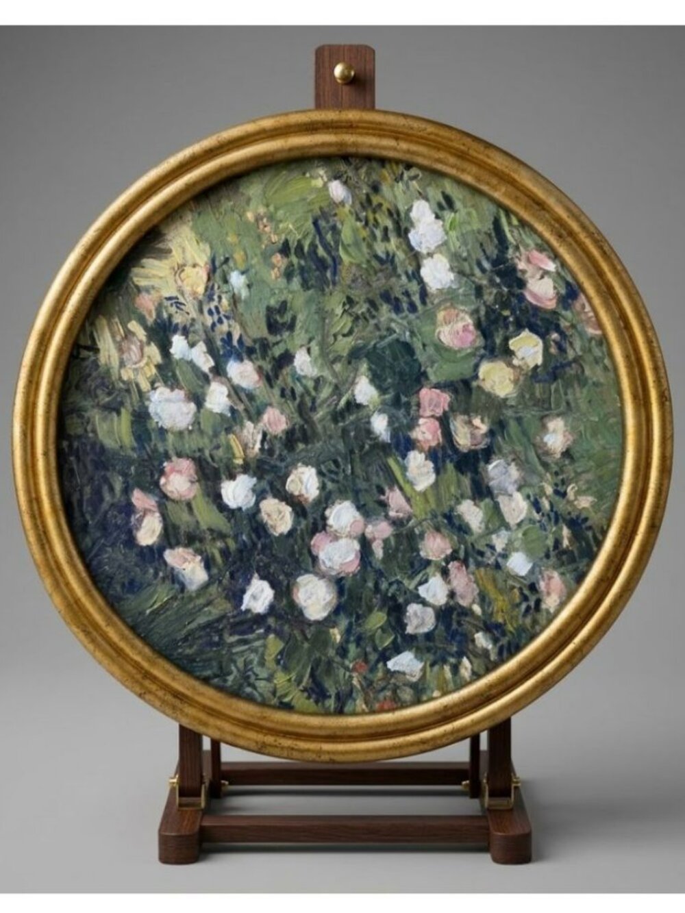 NEW Petal Lane 1890 "ROSES" VINCENT VAN GOGH GOLD FRAMED ART 11.5" ROUND